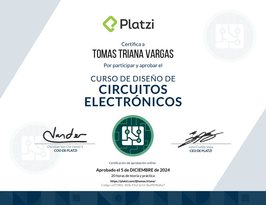 Diploma del Curso de Diseño de Circuitos Electrónicos