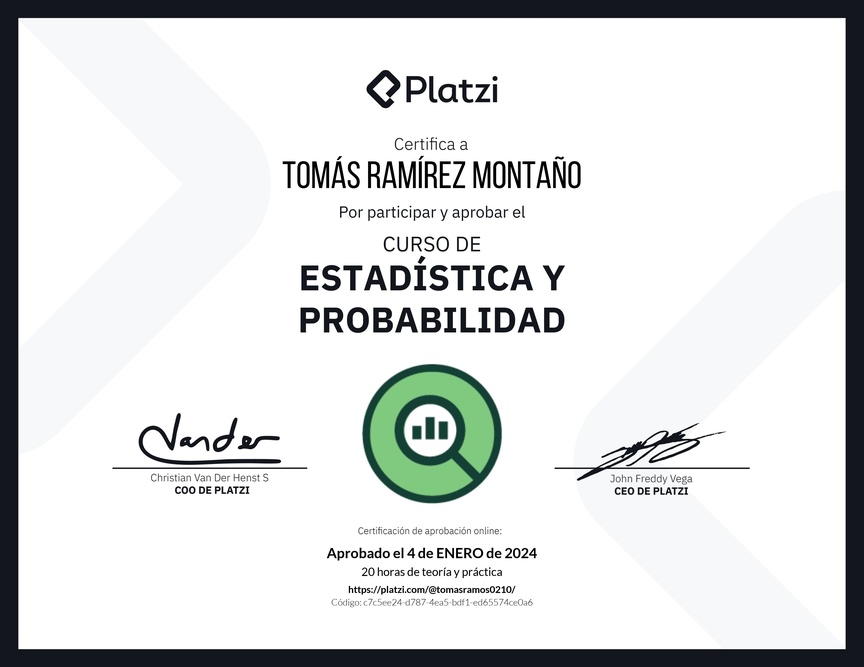 Diploma del Curso de Estadística y Probabilidad