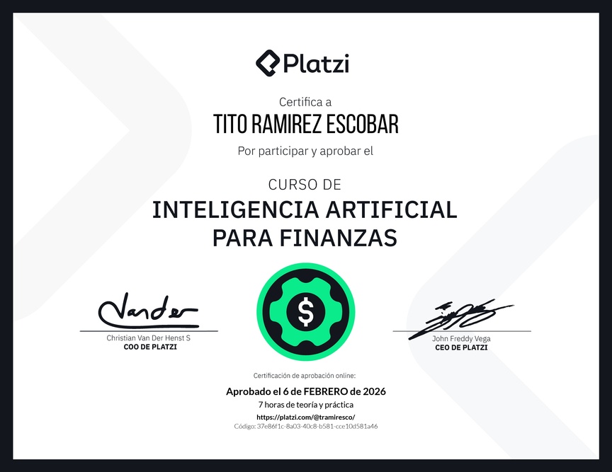 Diploma del Curso de Inteligencia Artificial para Finanzas