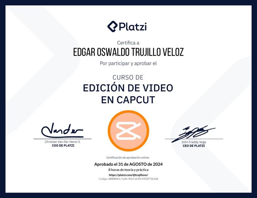 Diploma del Curso de Edición de Video con Capcut