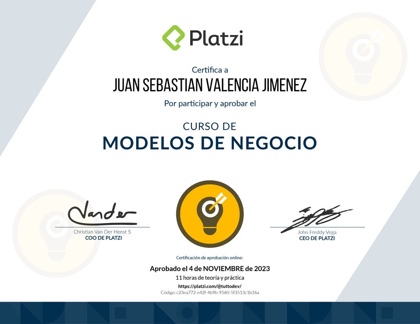 Diploma del Curso de Modelos de Negocio