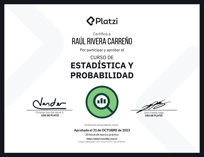 Diploma del Curso de Estadística y Probabilidad
