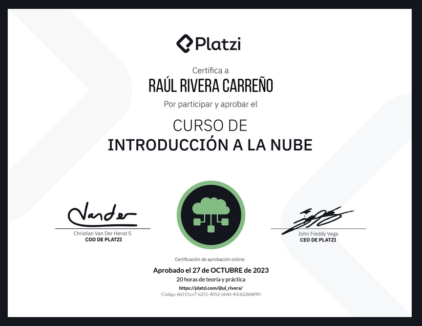 Diploma del Curso de Introducción a la Nube
