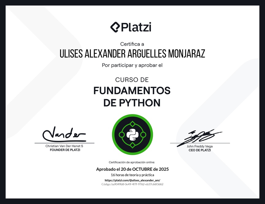 Diploma del Curso de Fundamentos de Python