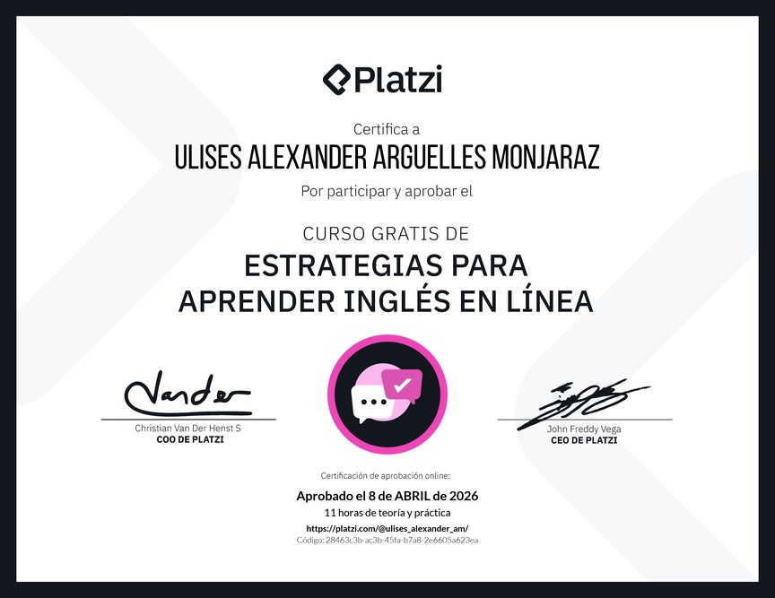 Diploma del Curso Gratis de Estrategias para Aprender Inglés en Línea