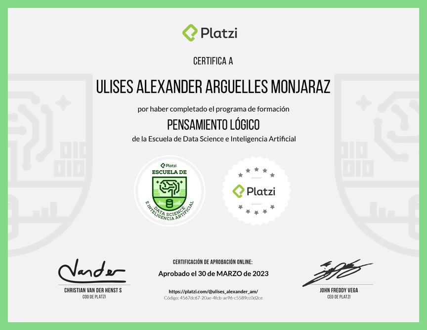 Diploma de la Ruta de Aprendizaje de Pensamiento lógico