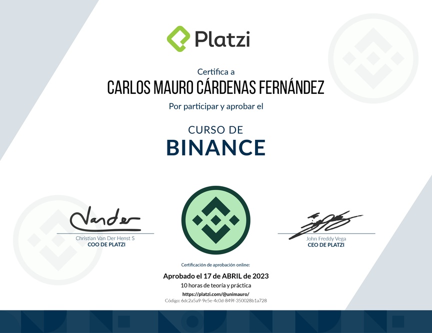 Diploma del Curso de Binance: Exchange de Criptomonedas