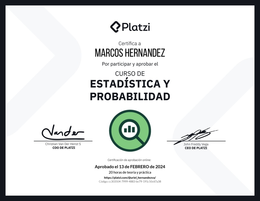 Diploma del Curso de Estadística y Probabilidad