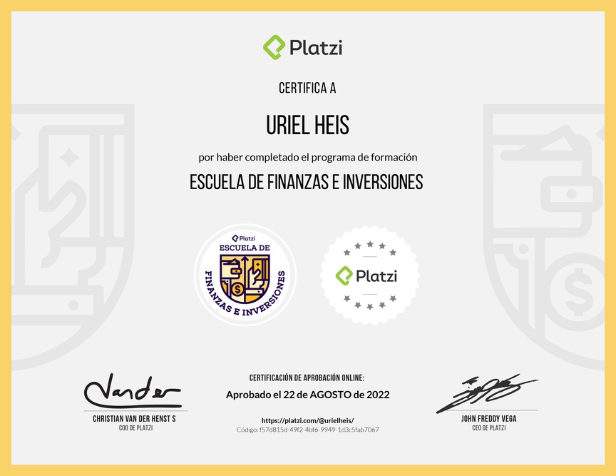 Diploma de la Ruta de Aprendizaje de Finanzas e Inversiones