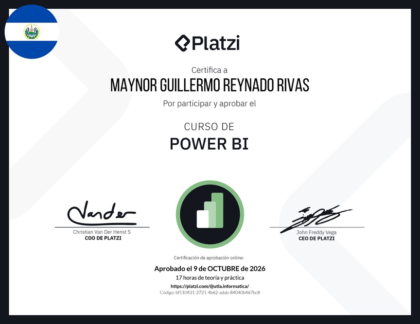 Diploma del Curso de Power BI