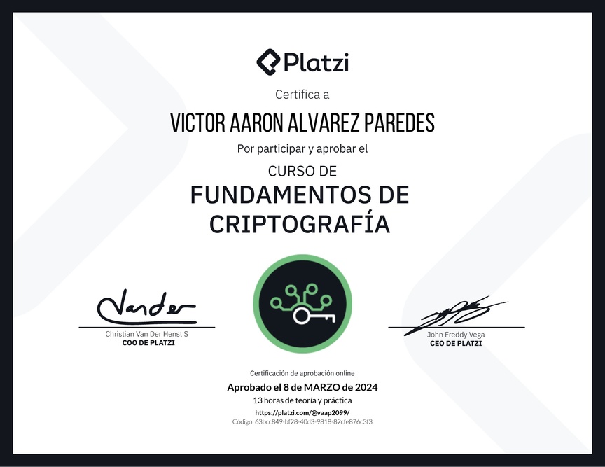 Diploma del Curso de Fundamentos de Criptografía
