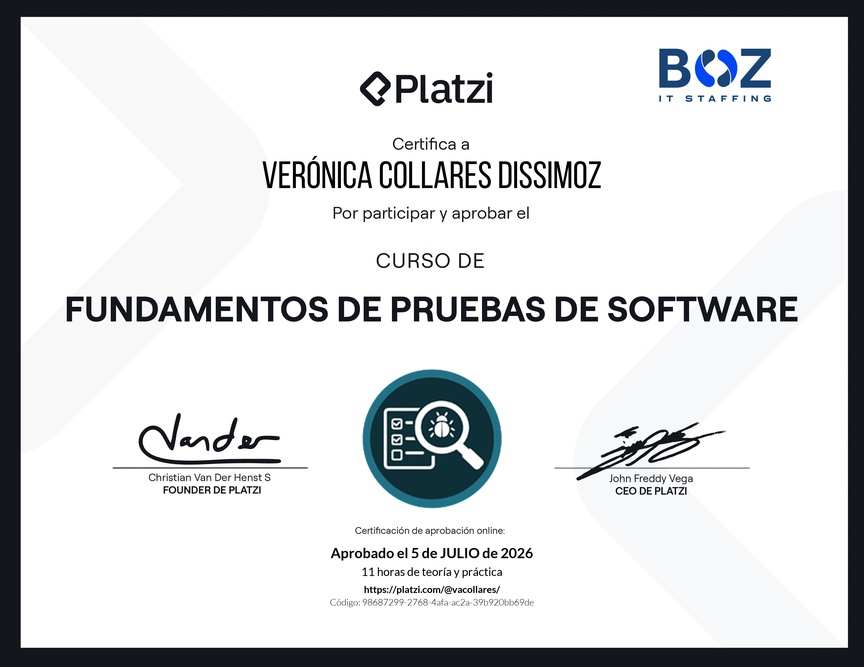 Diploma del Curso de Fundamentos de Pruebas de Software