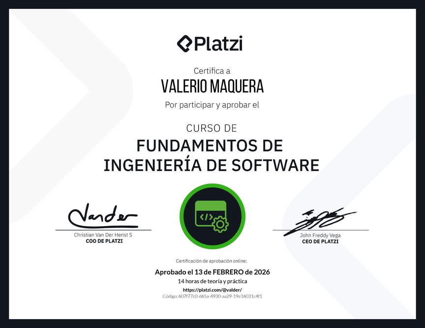 Diploma del Curso de Fundamentos de Ingeniería de Software