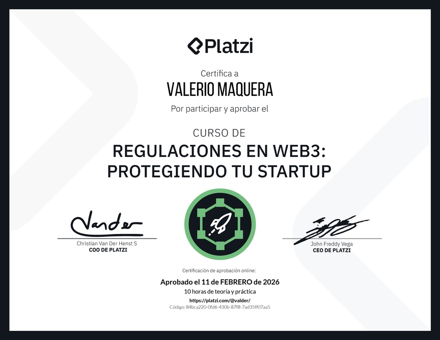 Diploma del Curso de Regulaciones en Web3: Protegiendo tu Startup