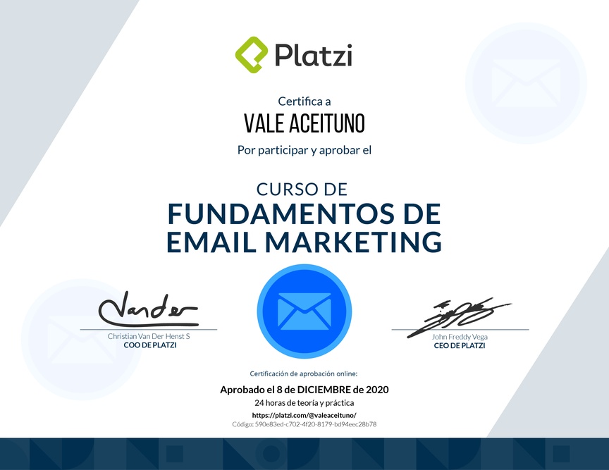 Diploma del Curso de Creación y Gestión de Campañas de E-mail Marketing