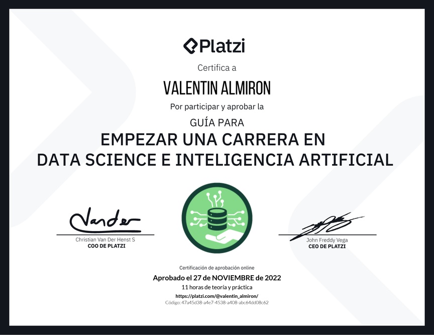 Diploma de Guía para Empezar una Carrera en Data Science e Inteligencia Artificial