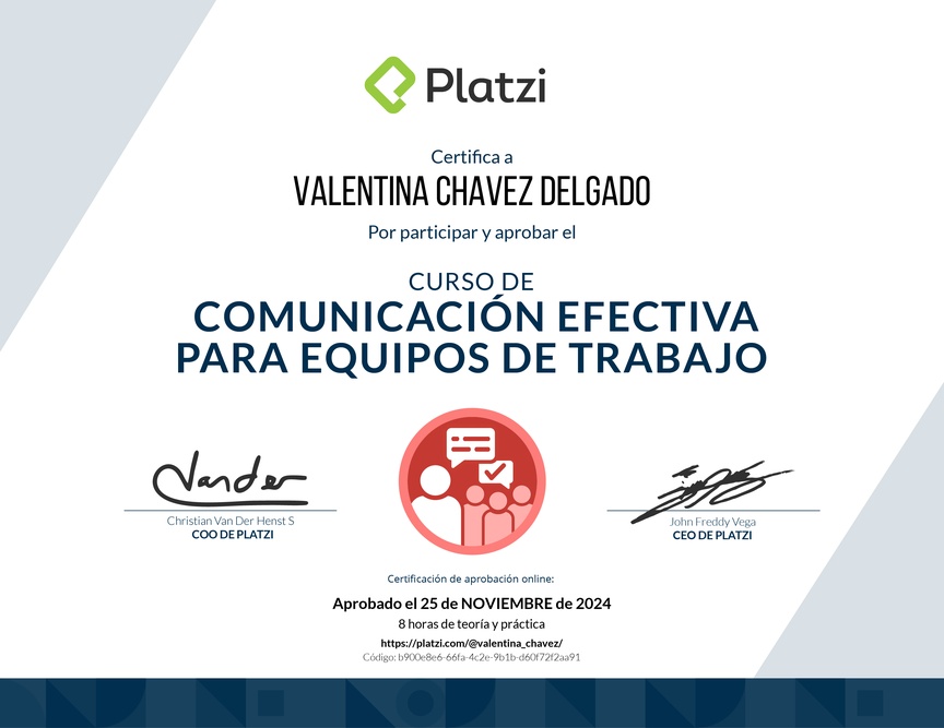 Diploma del Curso de Comunicación Efectiva para Equipos de Trabajo