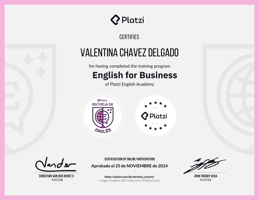 Diploma de la Ruta de Aprendizaje de Inglés de Negocios