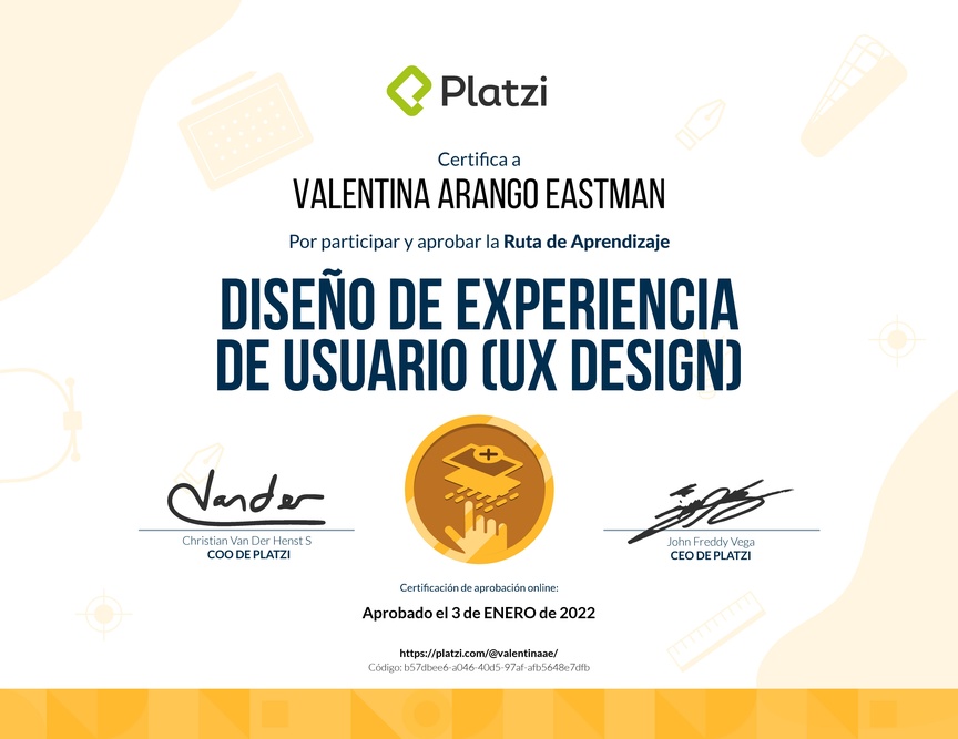 Diploma de la Ruta de Aprendizaje de Diseño de Experiencia de Usuario (UX Design)