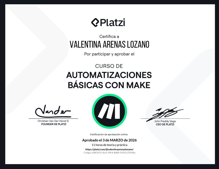 Diploma del Curso de Automatizaciones Básicas con Make