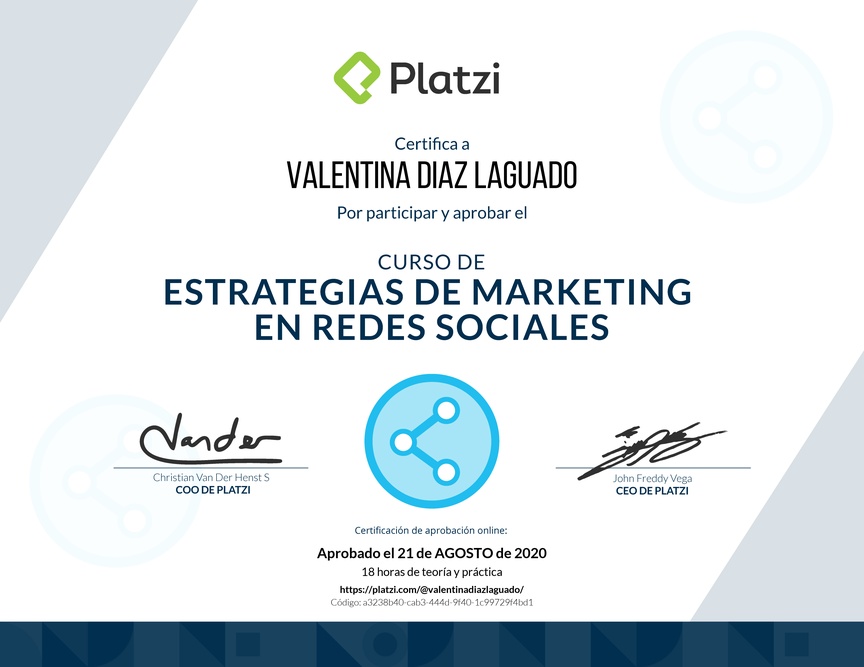 Diploma del Curso de Estrategias de Marketing en Redes Sociales