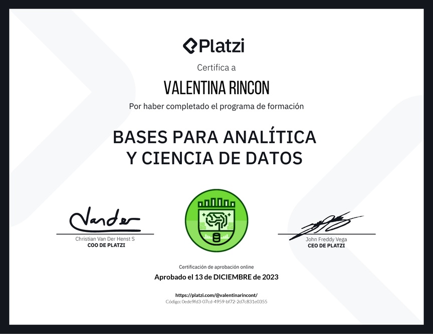 Diploma de la Ruta de Aprendizaje de Bases para Analítica y Ciencia de Datos