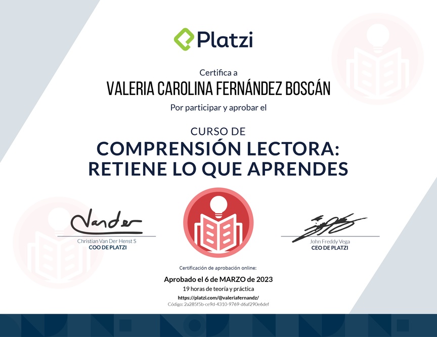 Diploma del Curso de Comprensión Lectora: Retén lo que Aprendes