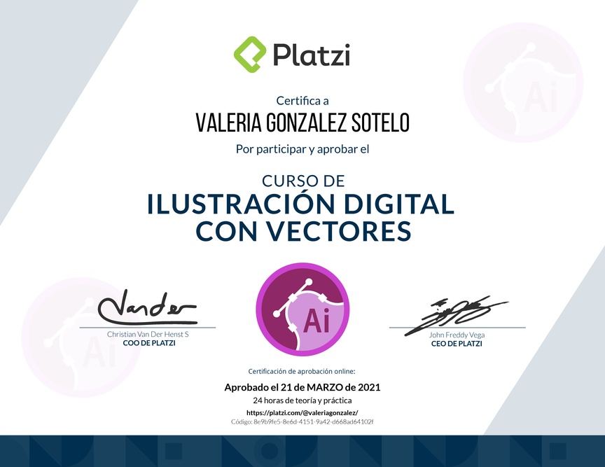 Diploma del Curso de Ilustración Vectorial Digital