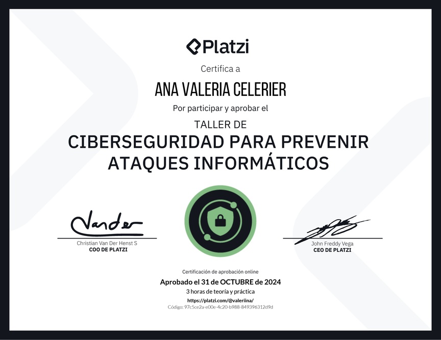 Diploma del Curso de Introducción a Ciberseguridad: Prevención de Ataques Informáticos