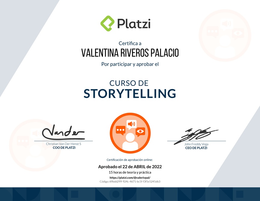 Diploma del Curso de Storytelling