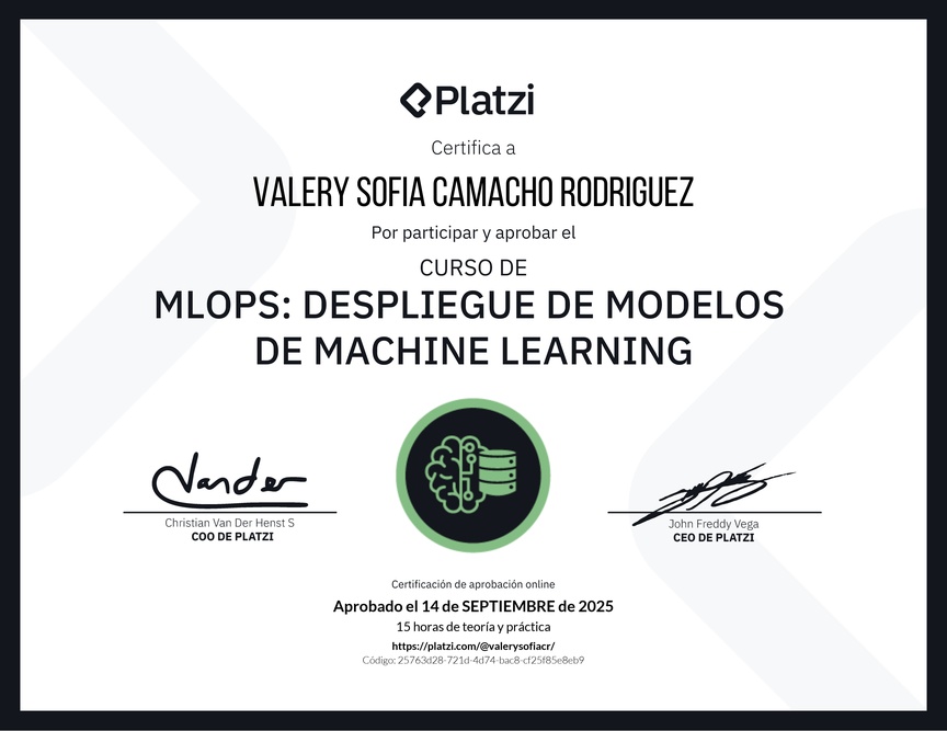 Diploma del Curso de MLOPS: Despliegue de Modelos de Machine Learning