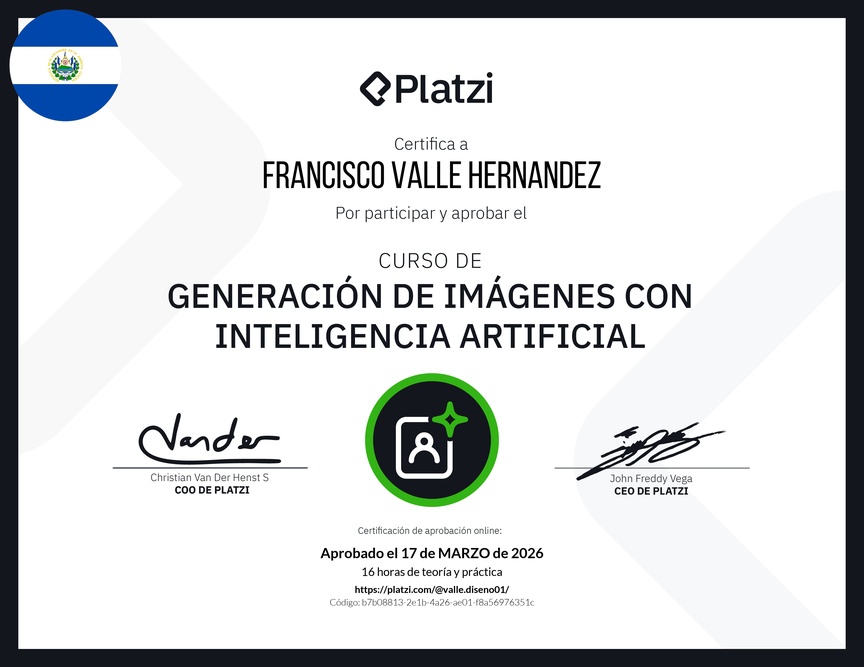 Diploma del Curso de Generación de Imágenes con Inteligencia Artificial