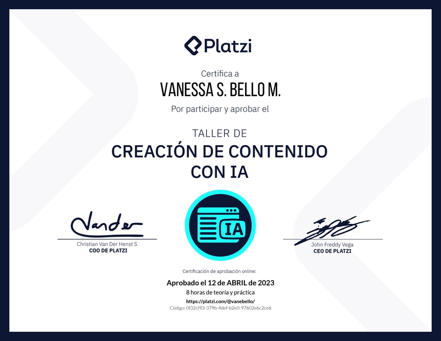 Diploma de Taller de Creación de Contenido con Inteligencia Artificial