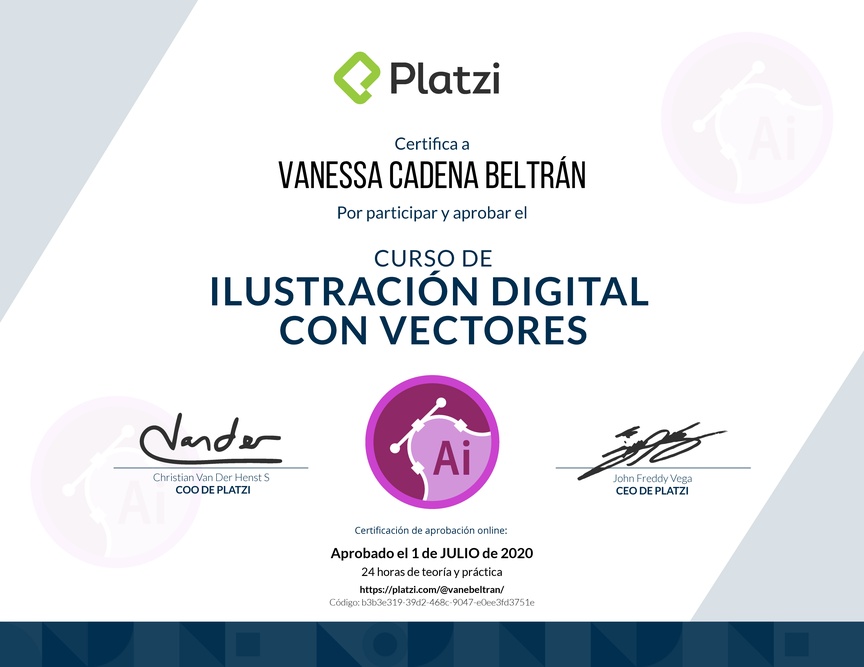 Diploma del Curso de Ilustración Vectorial Digital