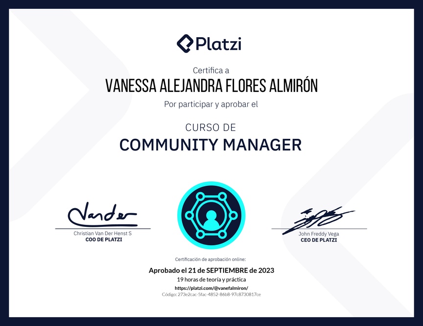 Diploma del Curso de Community Manager (2023)
