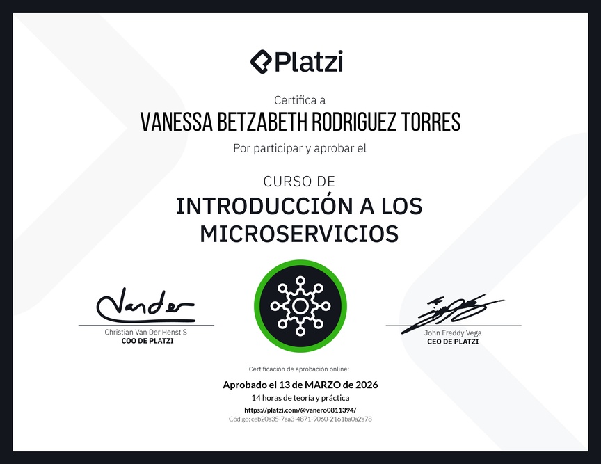 Diploma del Curso de Introducción a los Microservicios