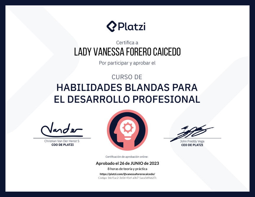 Diploma del Curso de Habilidades Blandas para el Desarrollo Profesional