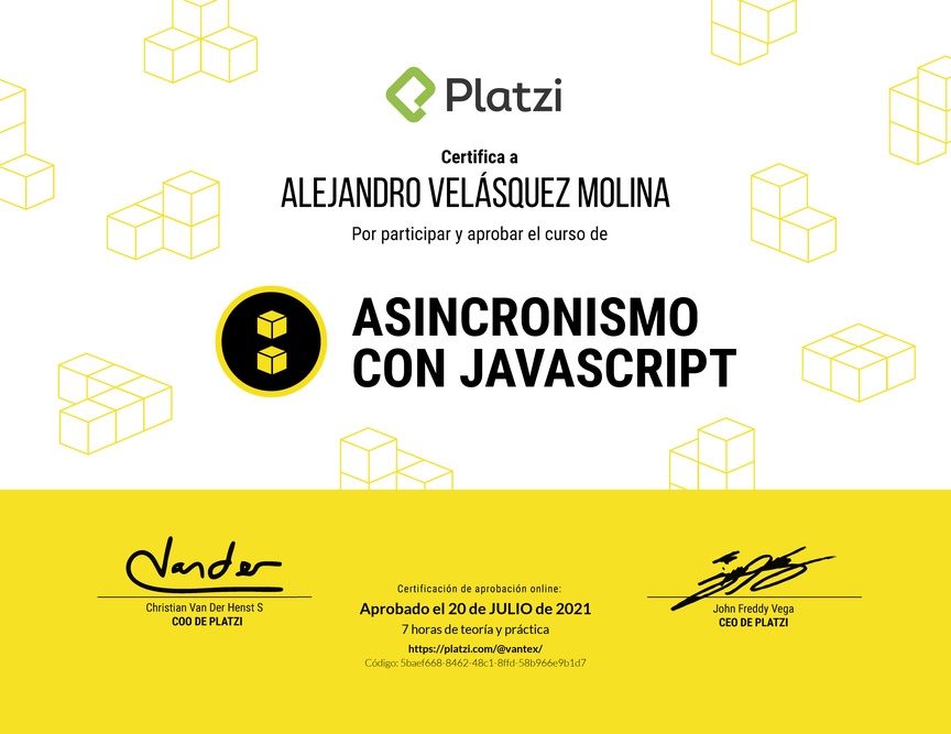 Diploma del Curso de Asincronismo con JavaScript 2019