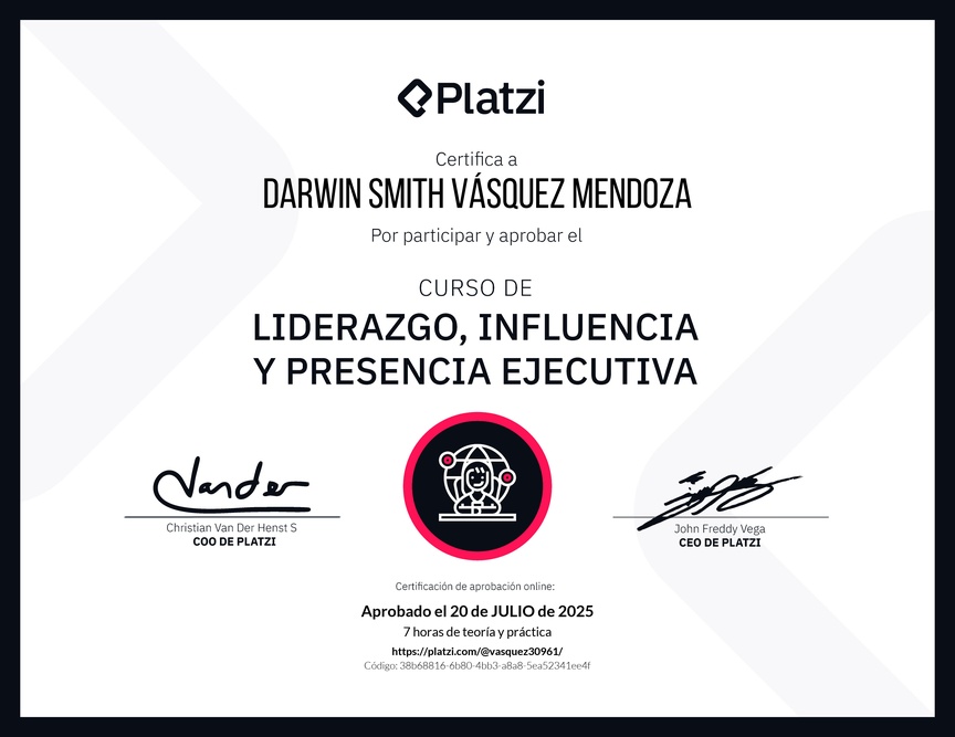 Diploma del Curso de Liderazgo, Influencia y Presencia Ejecutiva