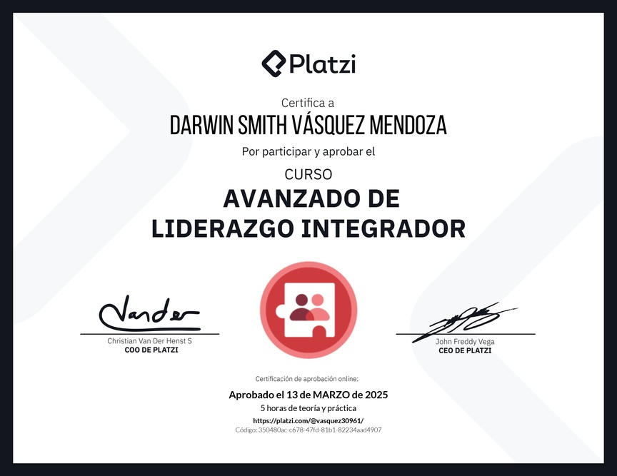 Diploma del Curso Avanzado de Liderazgo: Adapta tu Estilo de Liderazgo
