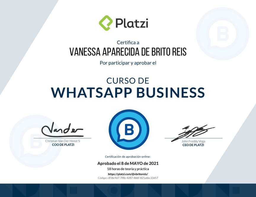 Diploma del Curso de WhatsApp Business