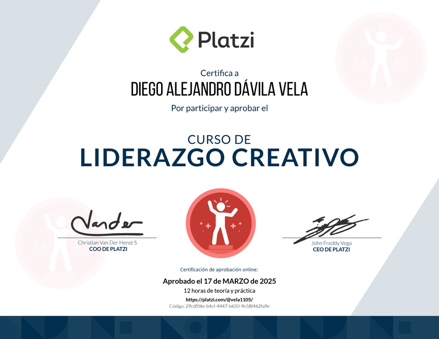 Diploma del Curso de Liderazgo Creativo