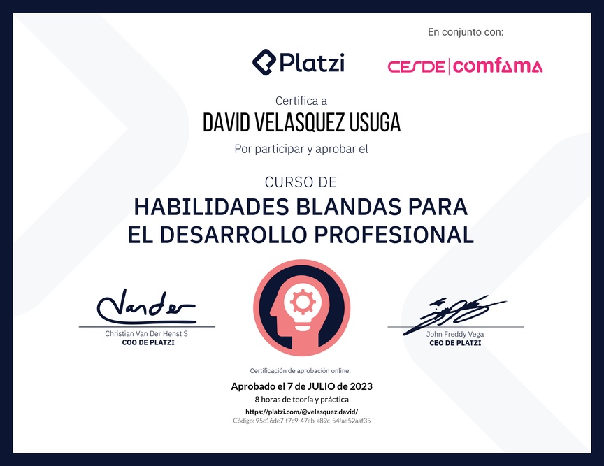 Diploma del Curso de Habilidades Blandas para el Desarrollo Profesional