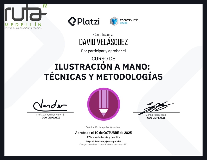 Diploma del Curso de Ilustración a Mano: Técnicas y Metodologías