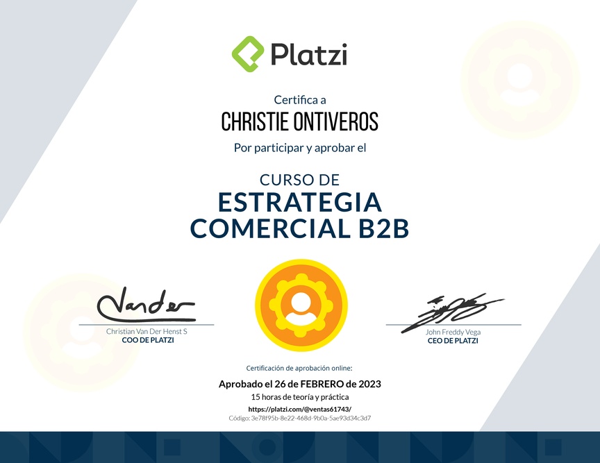 Diploma del Curso de Estrategia Comercial B2B