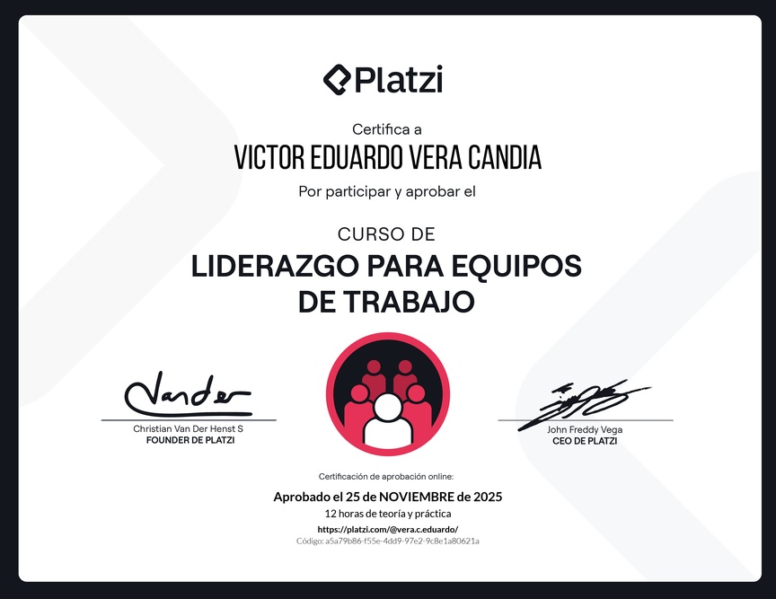 Diploma del Curso de Liderazgo para Equipos de Trabajo