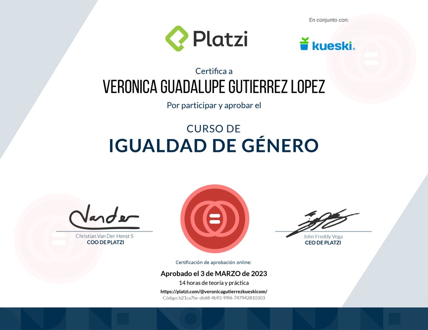 Diploma de Audiocurso de Igualdad de Género