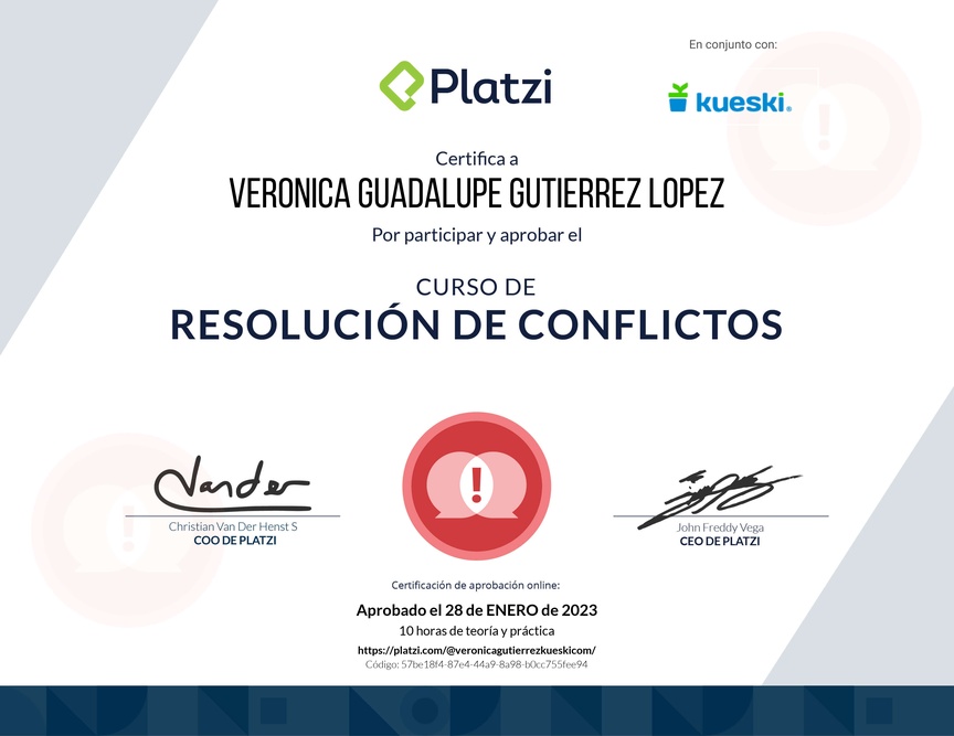 Diploma del Curso de Resolución de Conflictos