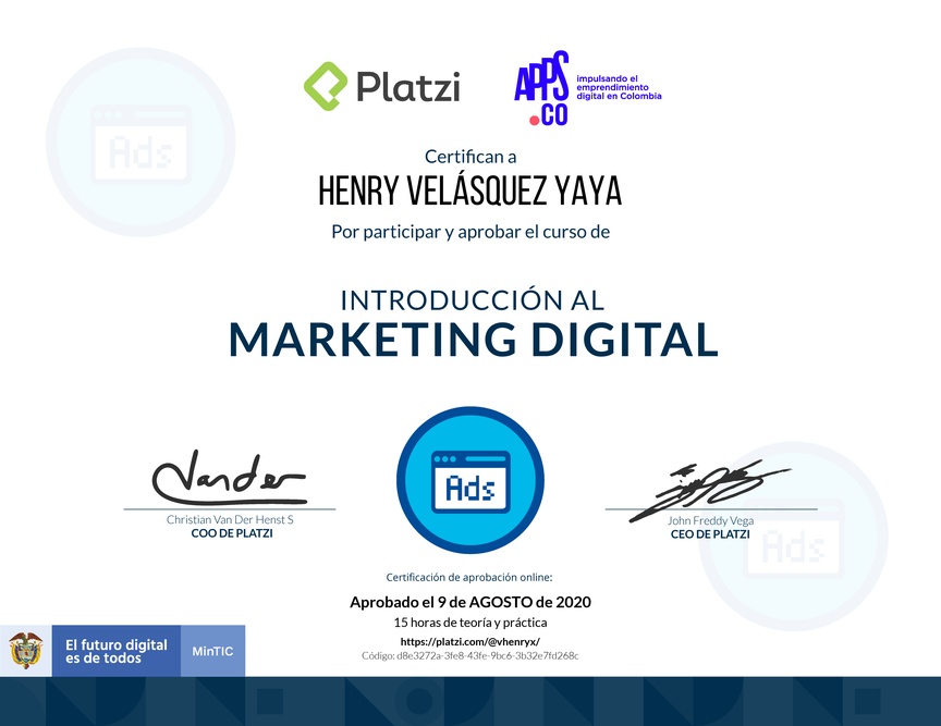 Diploma de Introducción al Marketing Digital