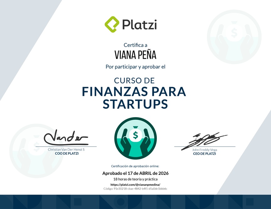 Diploma del Curso de Finanzas para Startups